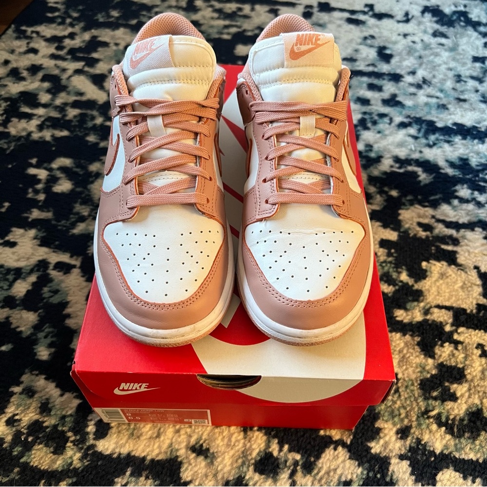 Nike Rose Whisper Dunks Pink and White Sneakers